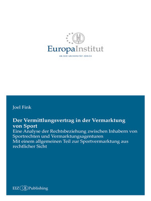 cover image of Der Vermittlungsvertrag in der Vermarktung von Sport